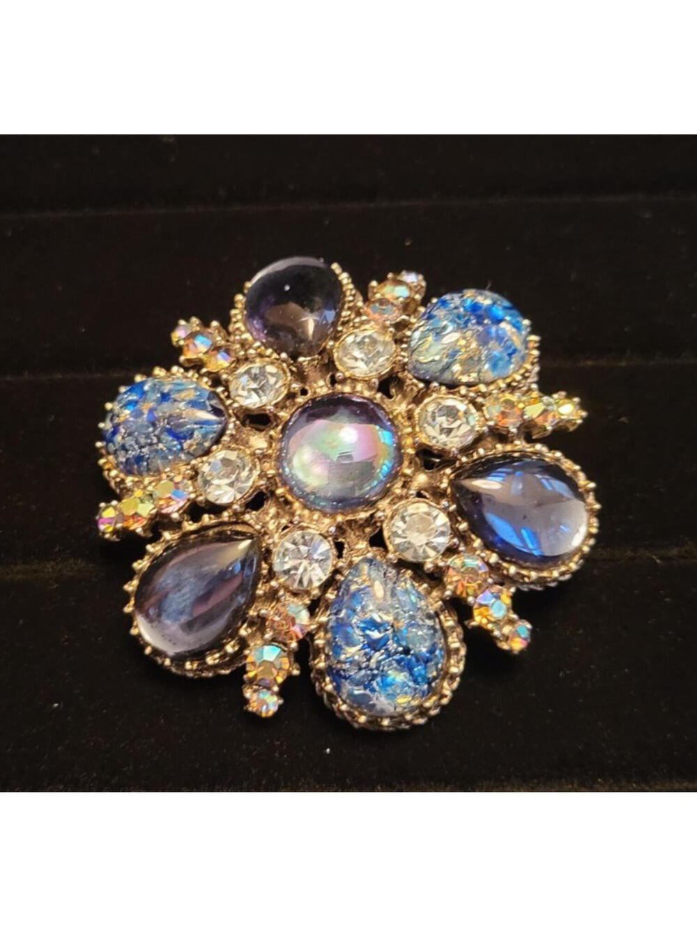 Large 1950s Vintage Fruit Salad Brooch w/ Gripoix Cabochons